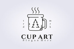line art cup drink logo design, a Branding & Logo Template by Lodzrov