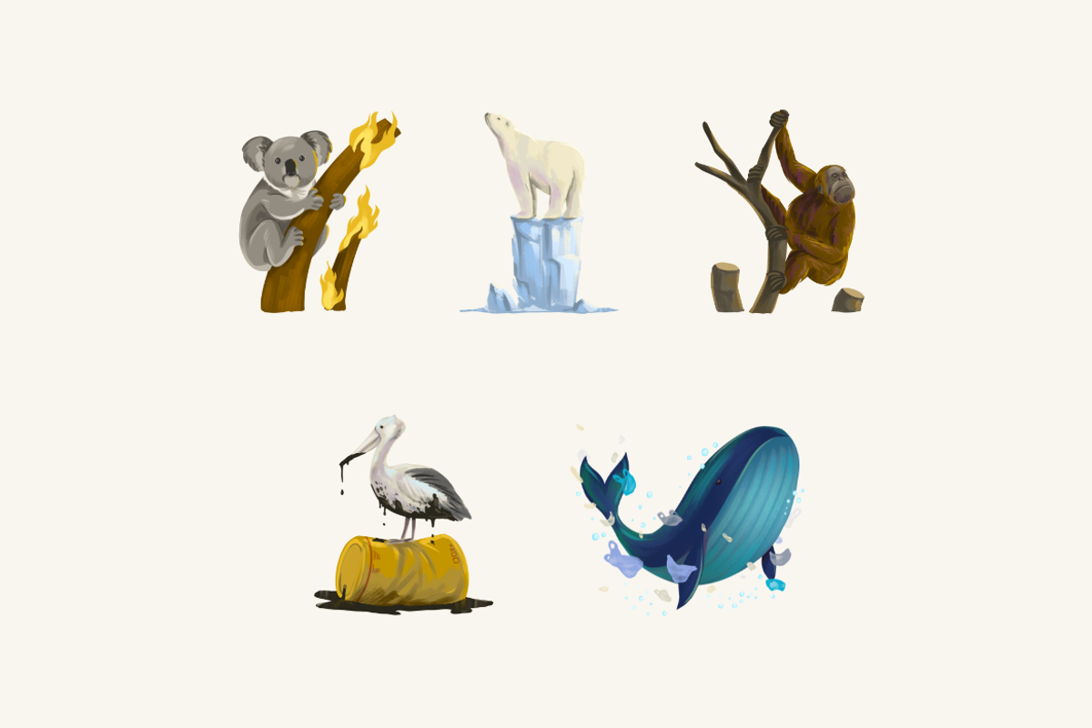 Animals in Environmental Crisis, an Animal Illustration by Deemak Daksina (Photo 2 of 3)