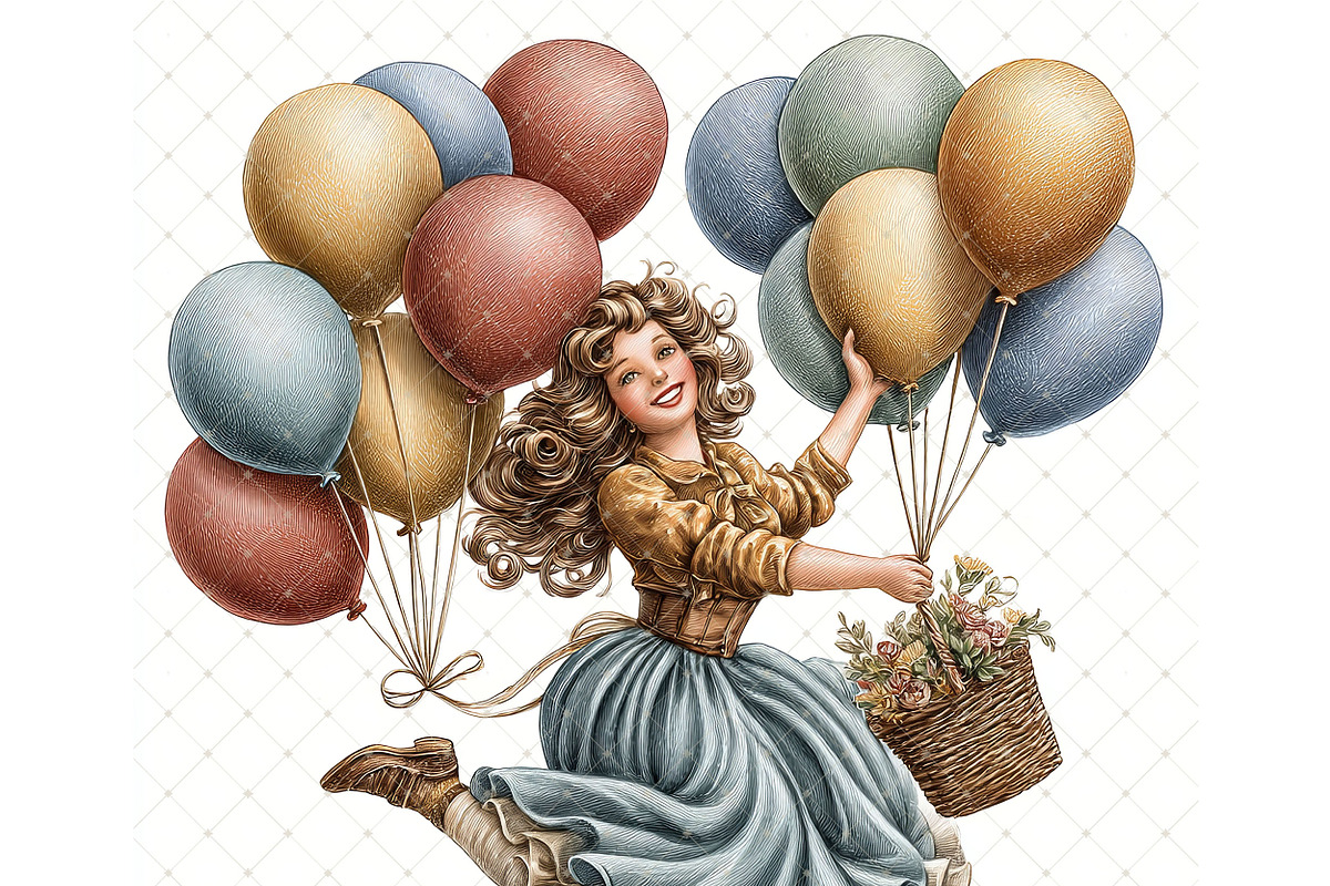 Balloon girl Clipart JPG, a Person Illustration by Memories By Lea (Photo 8 of 18)