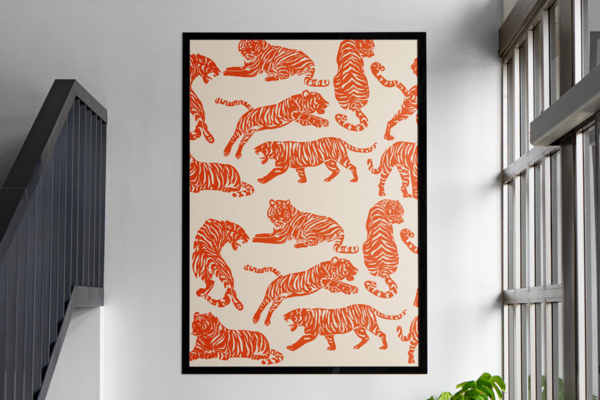 Linocut Tigers Clipart Bundle, an Animal Illustration by ClayStudio (Photo 6 of 6)