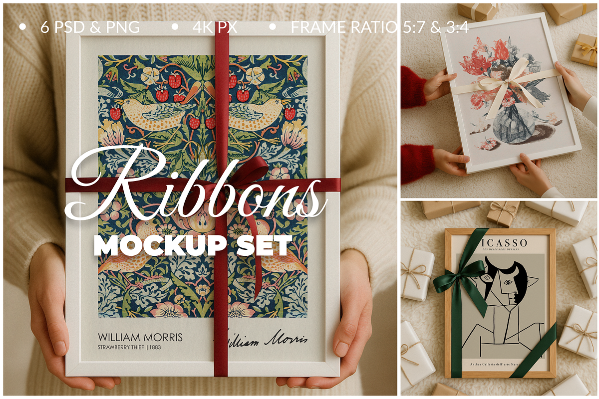 RIBBONS Minimal Holiday Mockup Set, a Product Mockup by SigaSigaMockup (Photo 1 of 4)
