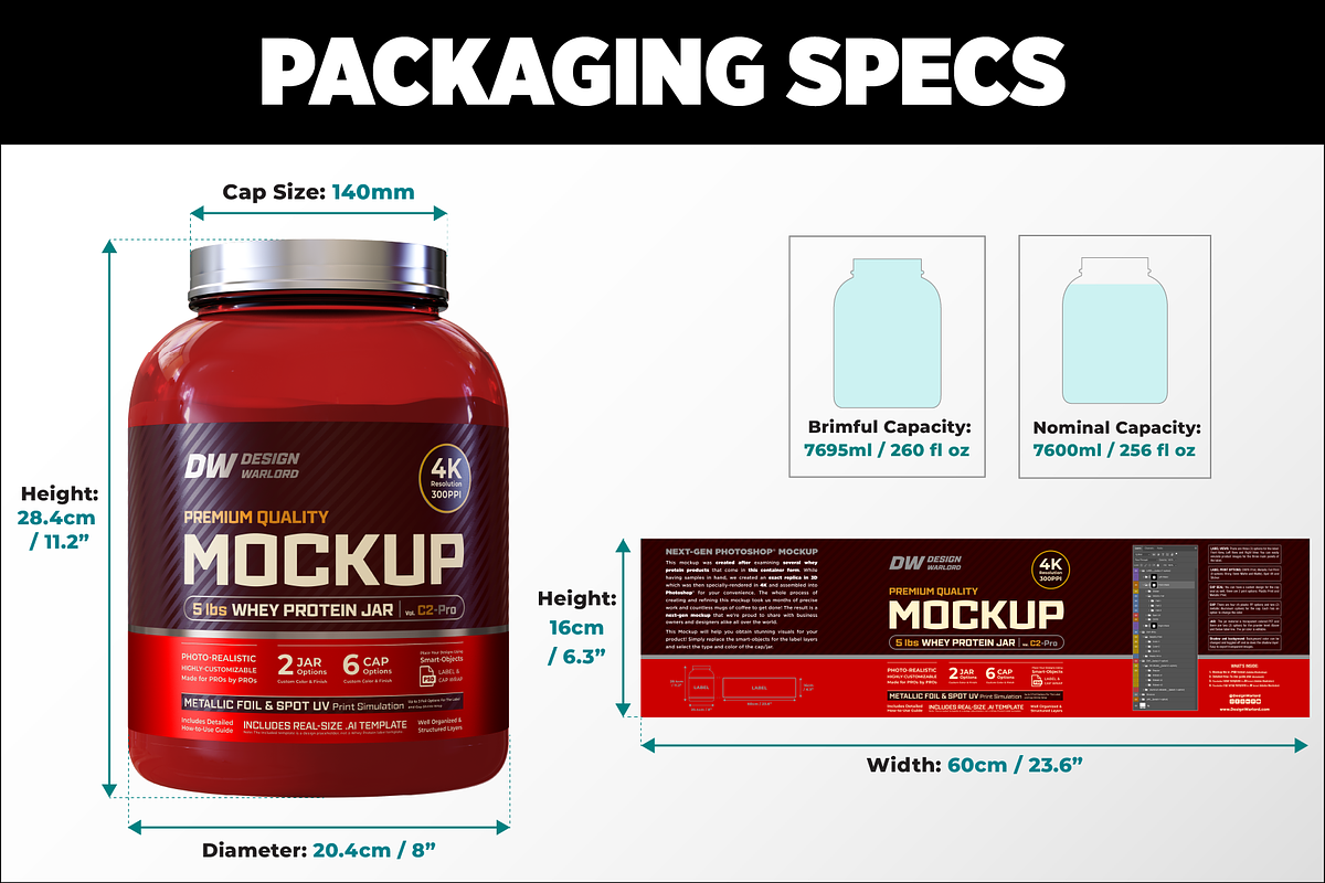 5lb Whey Protein Jar Mockup C2-Pro, a Packaging Mockup by Design Warlord (Photo 13 of 16)