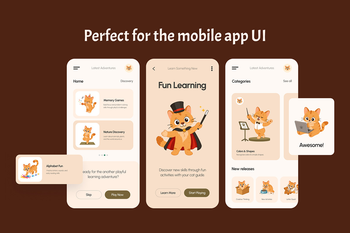 100 Cat Flat Vector Icons, an Emoji Icon by Creative Stall (Photo 3 of 11)