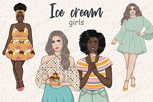 Ice Cream Girl Clipart, a Person Illustration by GlamArtZhanna