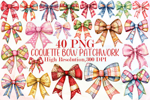 Christmas Coquette Bow Patchwork Cli, an Illustration by Sublimation Artist