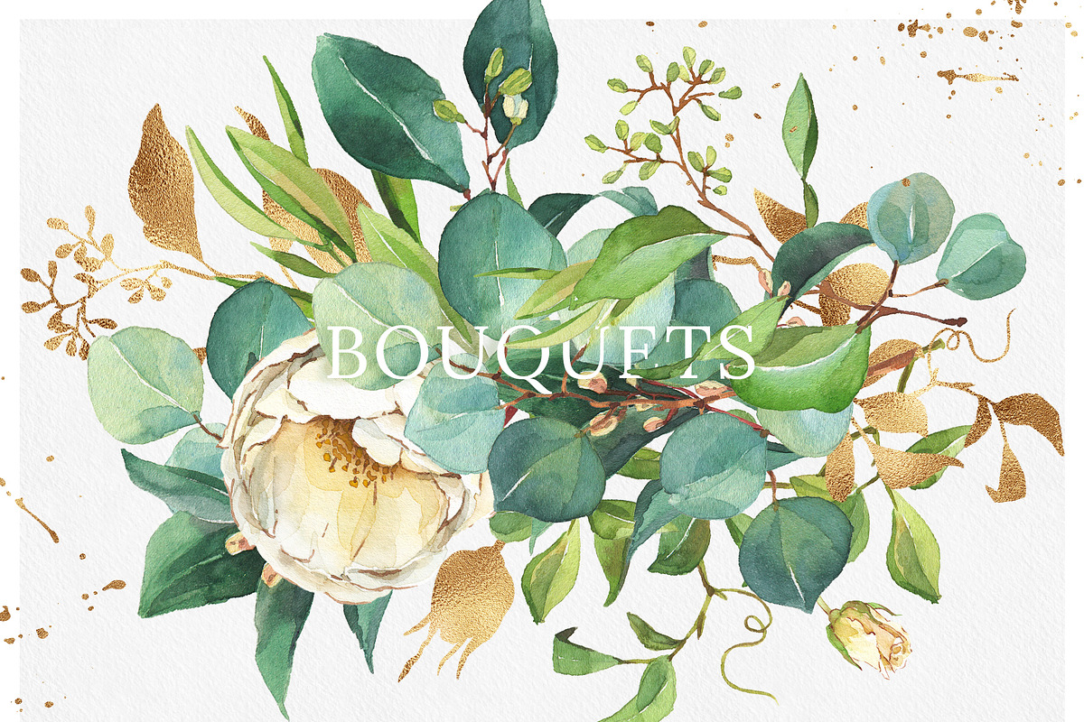 Pink & white flowers- watercolor set, a Decorative Illustration by Pamyatka Shop (Photo 5 of 9)