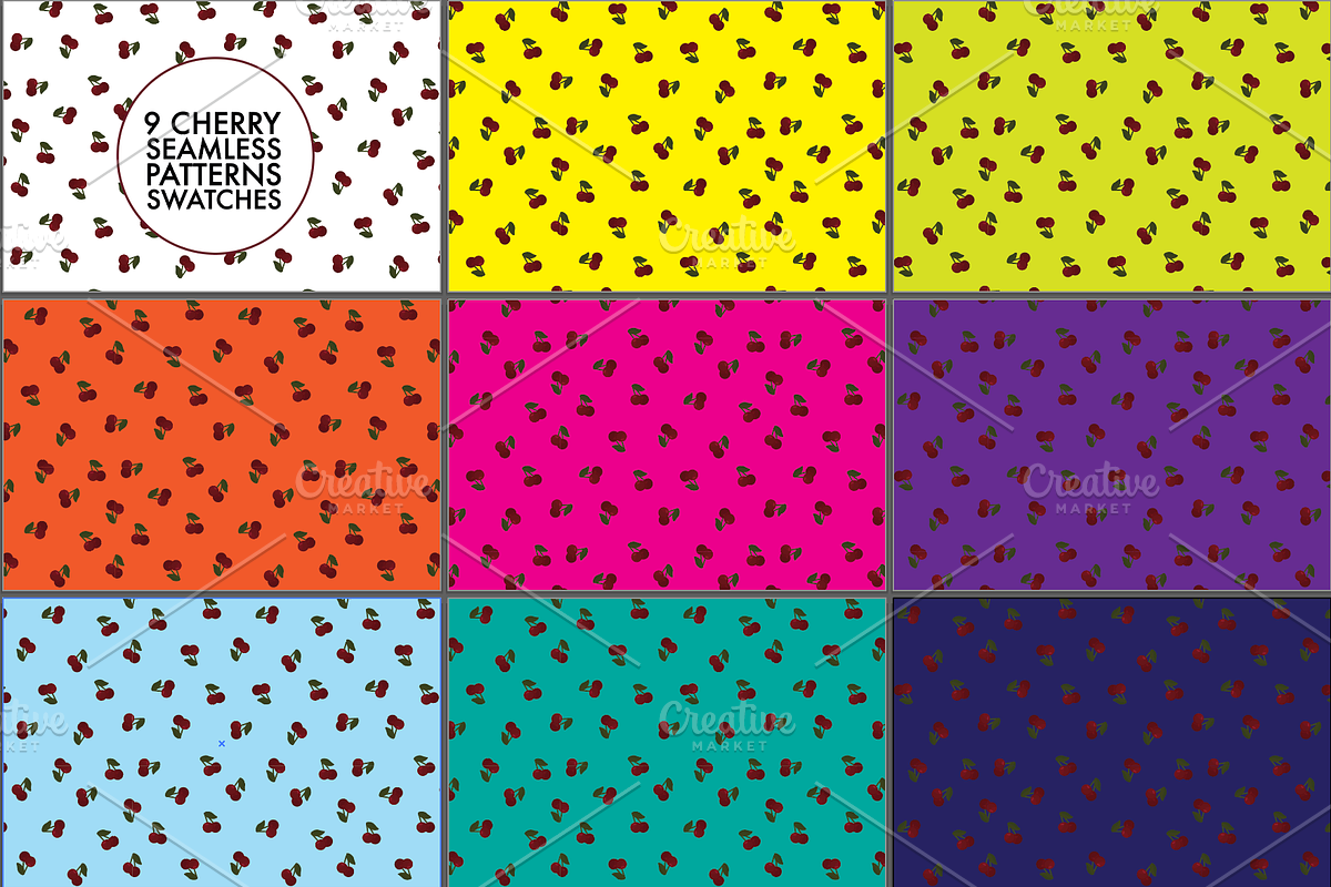 9 Seamless cherry pattern swatches, a Pattern Graphic by Salty Lunch (Photo 2 of 10)
