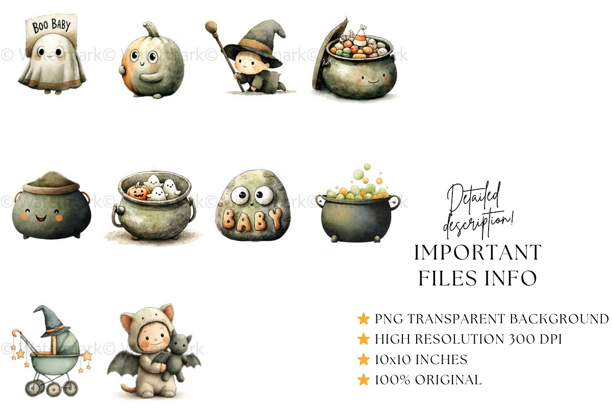 Halloween Baby Shower PNG & Patterns, a Seasonal Illustration by Nicole Branger Art (Photo 12 of 23)