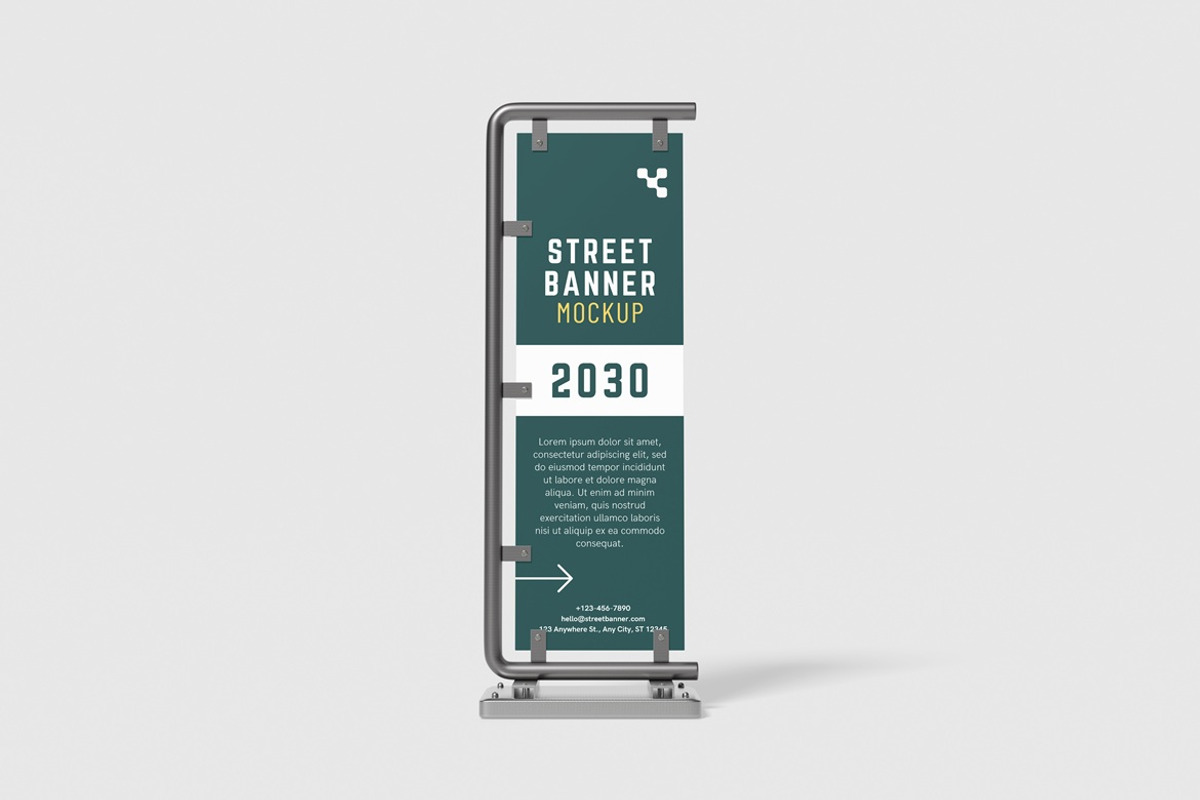 Street Banner Mockup, an Advertising Mockup by AndikaGraphic (Photo 2 of 6)