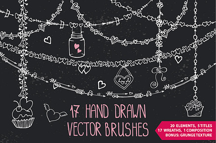 Romantic heart Vector DIY brushes