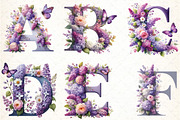 Watercolor Floral Alphabet Clipart, an Illustration by DreamCafeArt (Thumbnail 2 of 3)