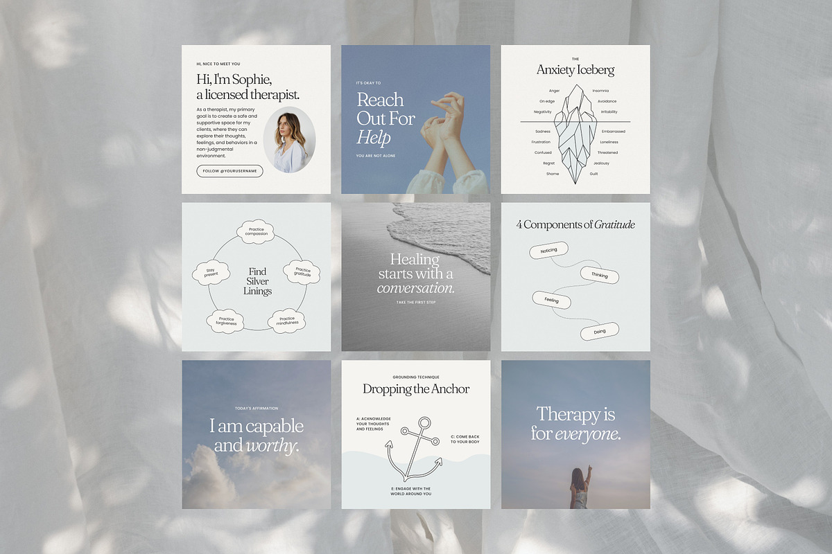 Therapist Social Kit - Canva, a Social Media Template by Willoe Studio (Photo 3 of 11)