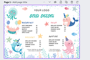Cute Kid Menu With Sea Animals, a Marketing Template by AIW SOLUTIONS (Thumbnail 3 of 3)