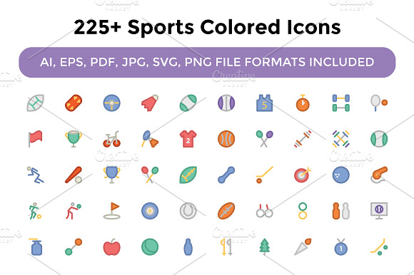 225 Sports Colored Icons