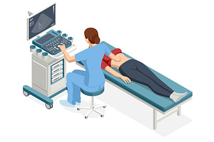 Isometric Ultrasound Examination. A, a Healthcare Illustration by Golden Sikorka
