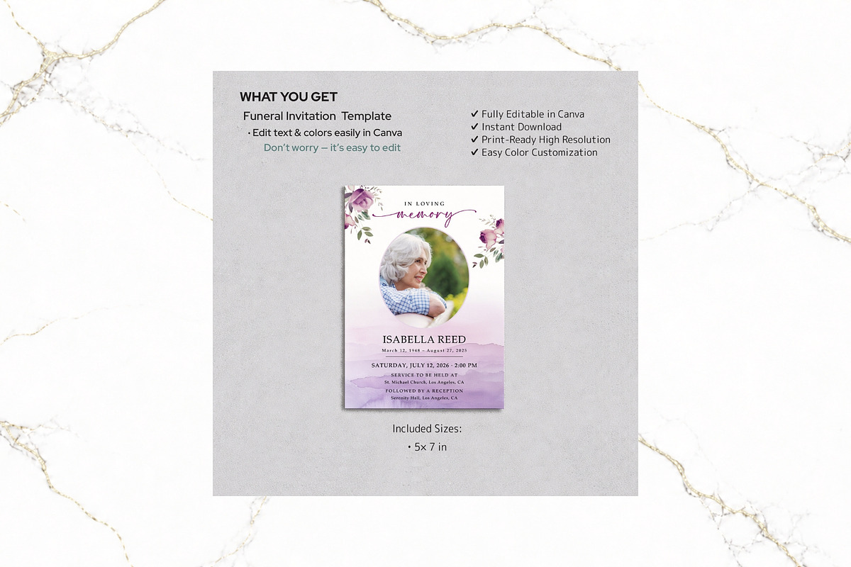 Funeral Invitation Canva FR009, an Invitation Template by TyphoonStudio (Photo 2 of 7)