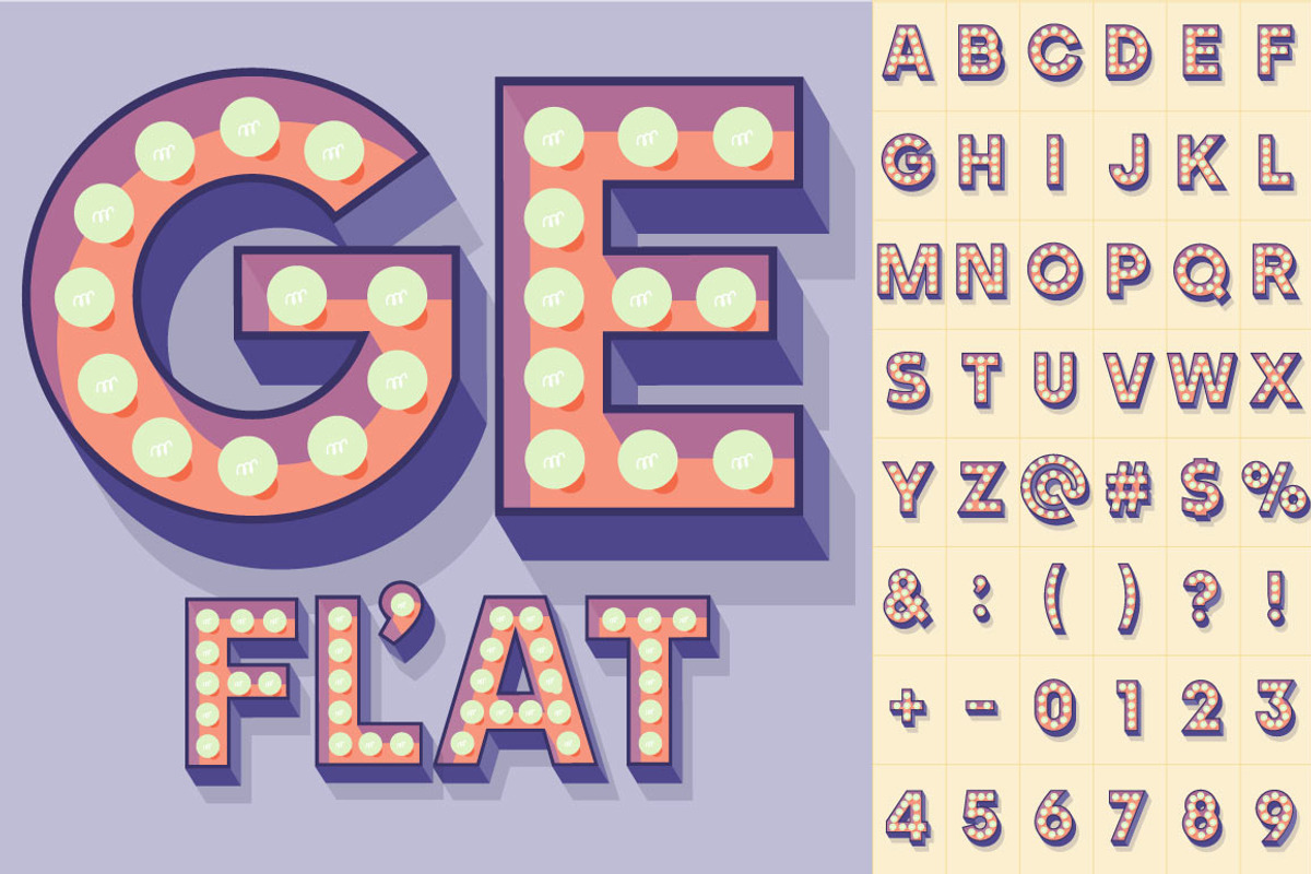 Illustration of flat lamp alphabet 4 preview 6