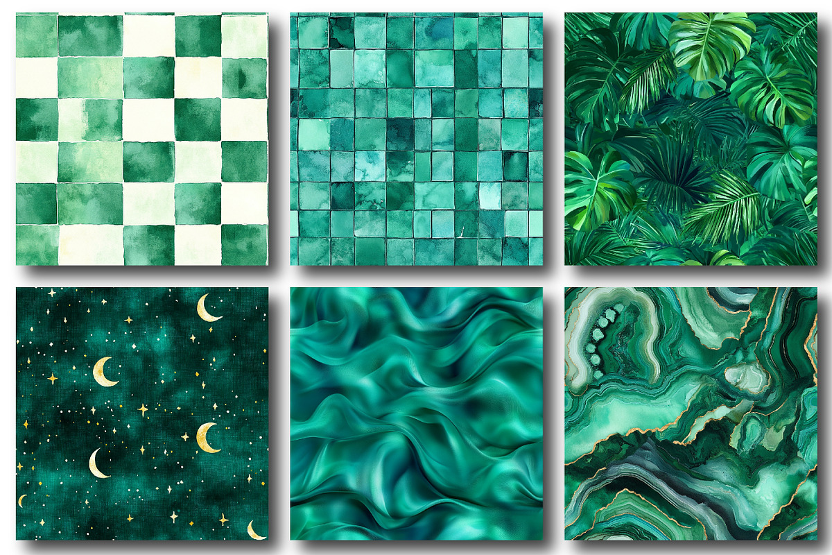 Emerald Green Digital Papers, a Pattern Graphic by designcity5 (Photo 3 of 5)