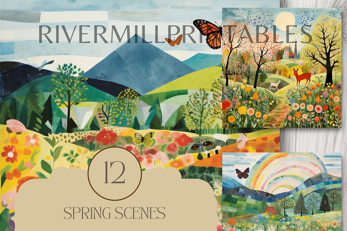Spring Scenes Digital Paper Pack, a Background Graphic by Rivermill ...