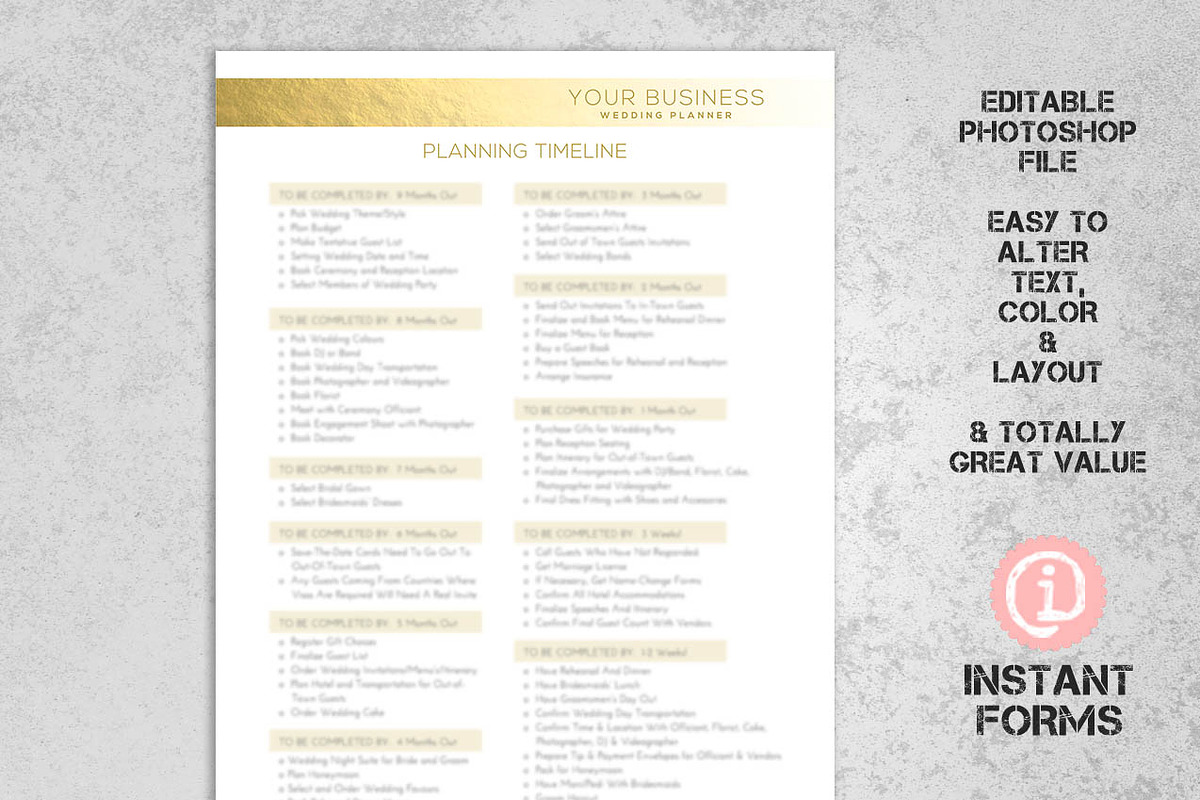 Wedding Planner Contract & Forms, a Stationery Template by InstantForms (Photo 3 of 3)