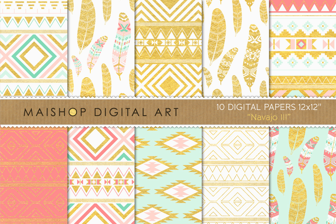 Digital Paper Navajo Set 03, a Pattern Graphic by Maishop
