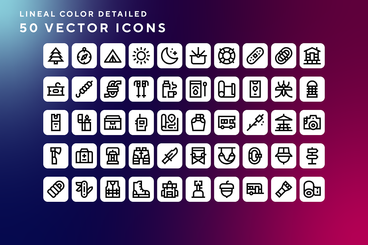 Camping icons, an Outline Icon by Wencory (Photo 1 of 2)