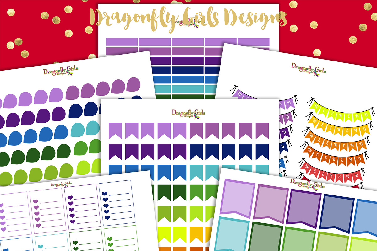 Rainbow Organizational Stickers, a Graphic by Dragonfly Girls Designs (Photo 3 of 7)