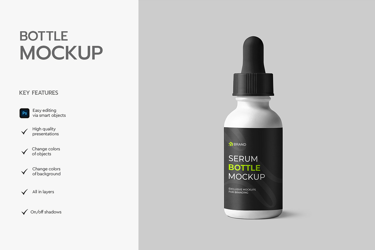 Skincare Serum Dropper Bottle Mockup, a Packaging Mockup by graphypix (Photo 3 of 4)