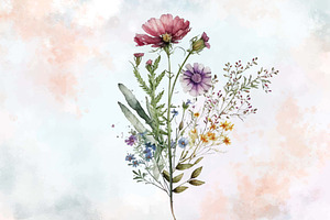 Watercolor Wildflowers Clipart PNG