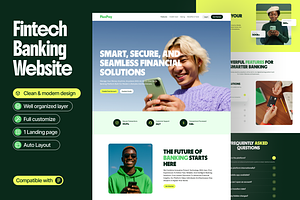 Fintech Banking Landing Page Website, an UI Kit Template by Ahmed Rubel