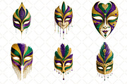 Watercolor Mardi Gras Mask Clipart, an Illustration by Black Bird Studio (Thumbnail 6 of 6)