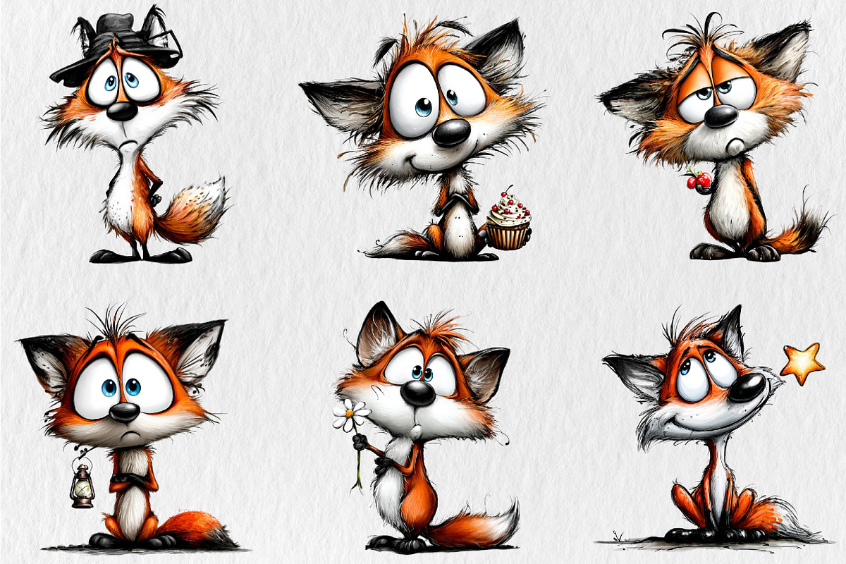 Whimsical Quirky Fox Clipart, a Seasonal Illustration by Rose Art (Photo 4 of 7)