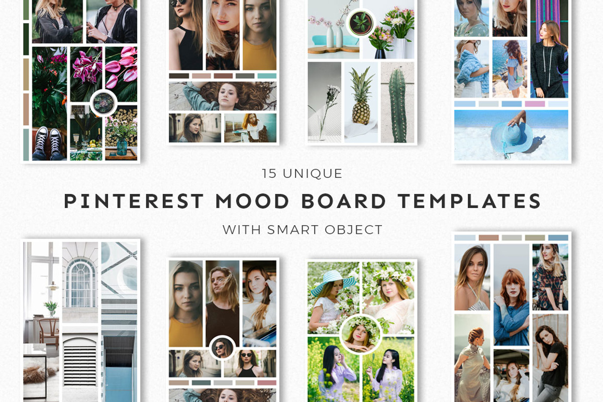 15 Pinterest Mood Board Templates, a Social Media Template by Creativetacos (Photo 1 of 5)