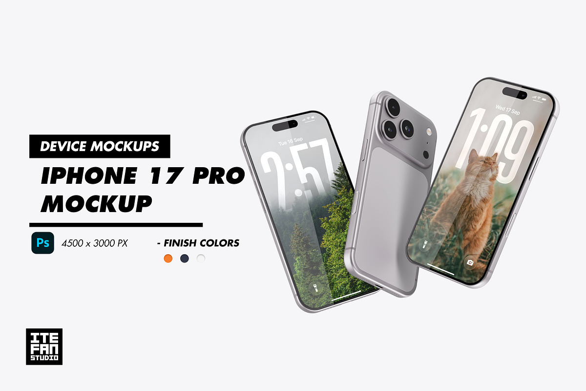 iPhone 17 Pro Mockup, a Product Mockup by itefan Studio (Photo 1 of 3)