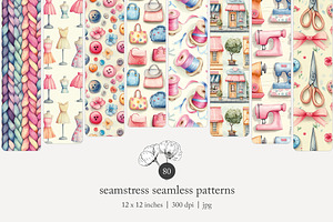 80 seamstress seamless pattern, a Pattern Graphic by Poppy Lane Studio