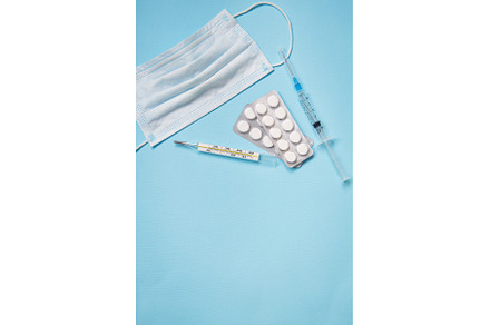 On a blue background are pills, a, a Health & Medical Photo by Artsaba Family