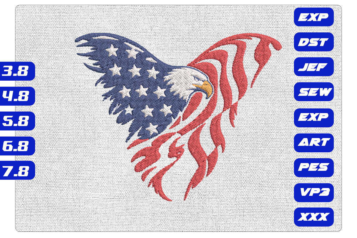 USA Flag Eagle Wing Embroidery File, an Illustration by Purpose Ekbal (Photo 1 of 3)