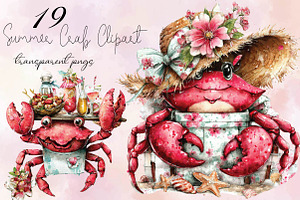Whimsical Summer Crab Clipart Bundl, an Illustration by SVGArt