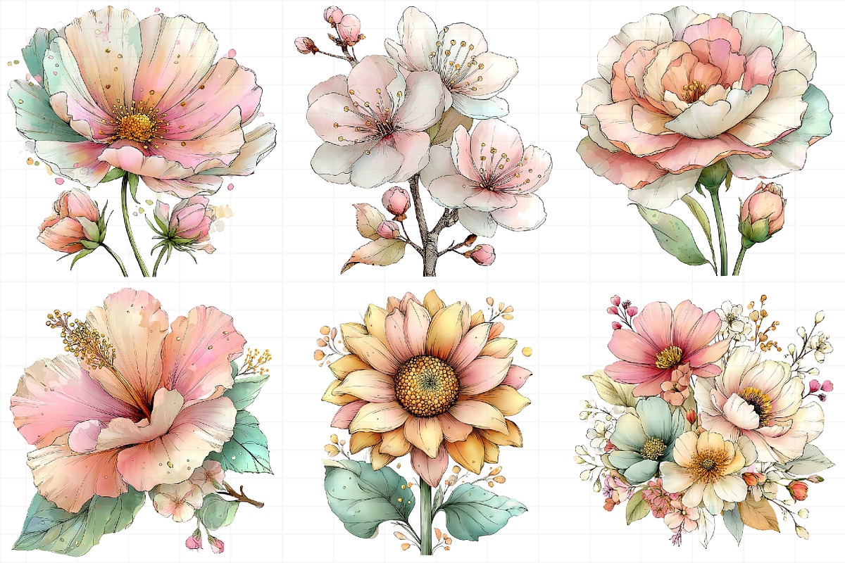 Watercolor Floral Clipart Flower, an Illustration by Daily.Designs (Photo 5 of 8)