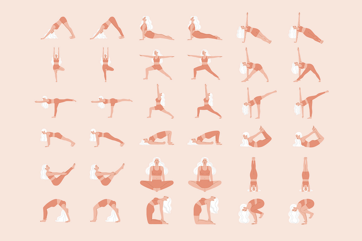 Yoga Poses Illustrations Collection, a Healthcare Illustration by Katerina Osa (Photo 9 of 12)