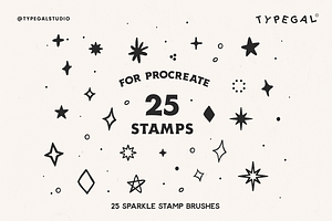 25 Procreate Sparkle Stamp Brushes