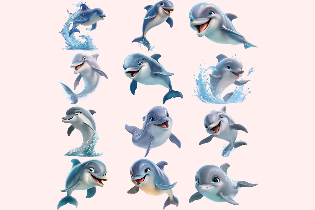 Dolphin PNG Clipart Bundle, a Graphic by M9 Design (Photo 3 of 9)