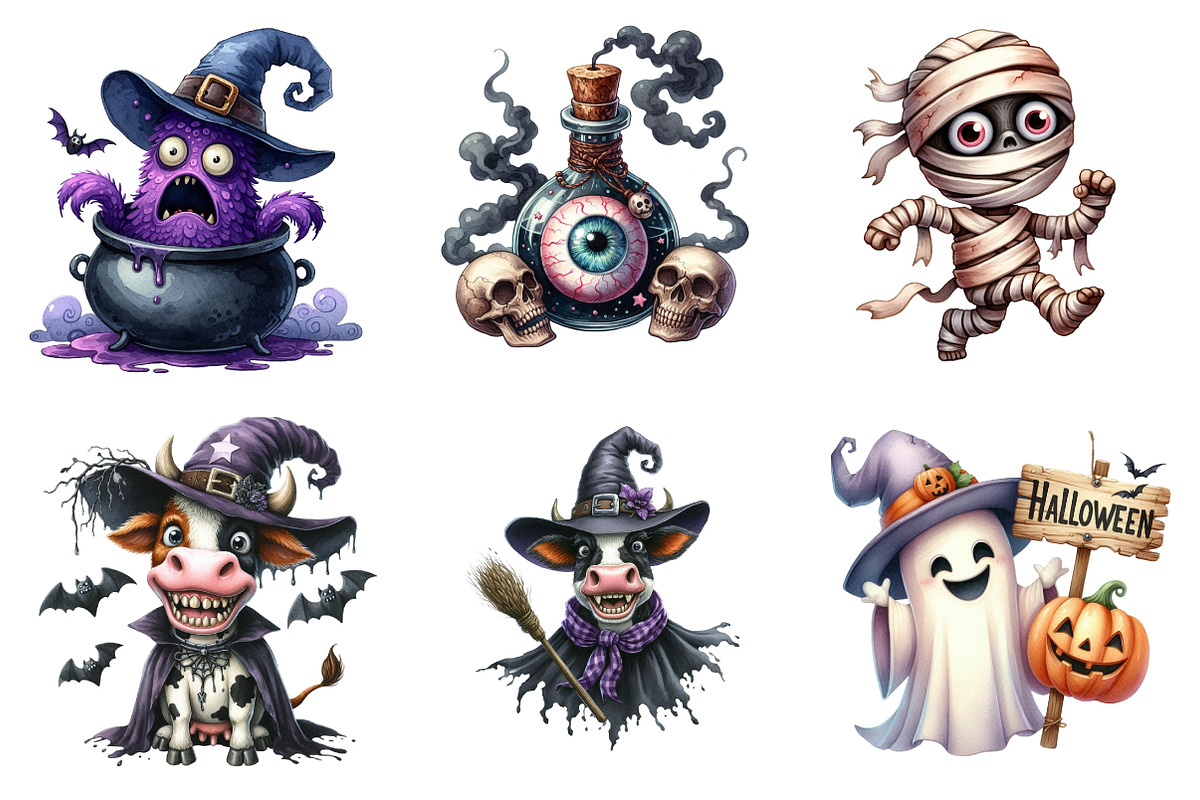 Quirky Halloween Sublimation Clipart, an Illustration by CreationArt (Photo 4 of 5)