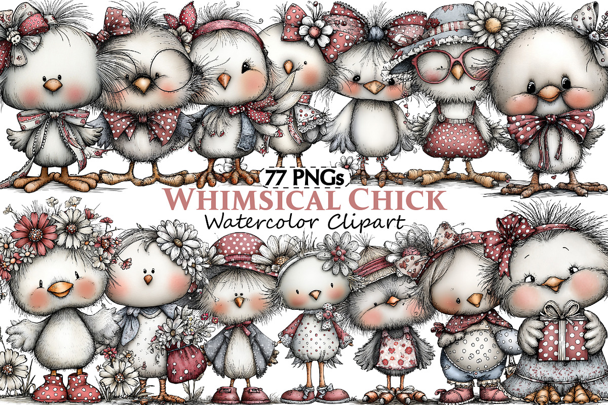 Whimsical Chick Clipart, an Illustration by Pixels.Craft (Photo 1 of 5)