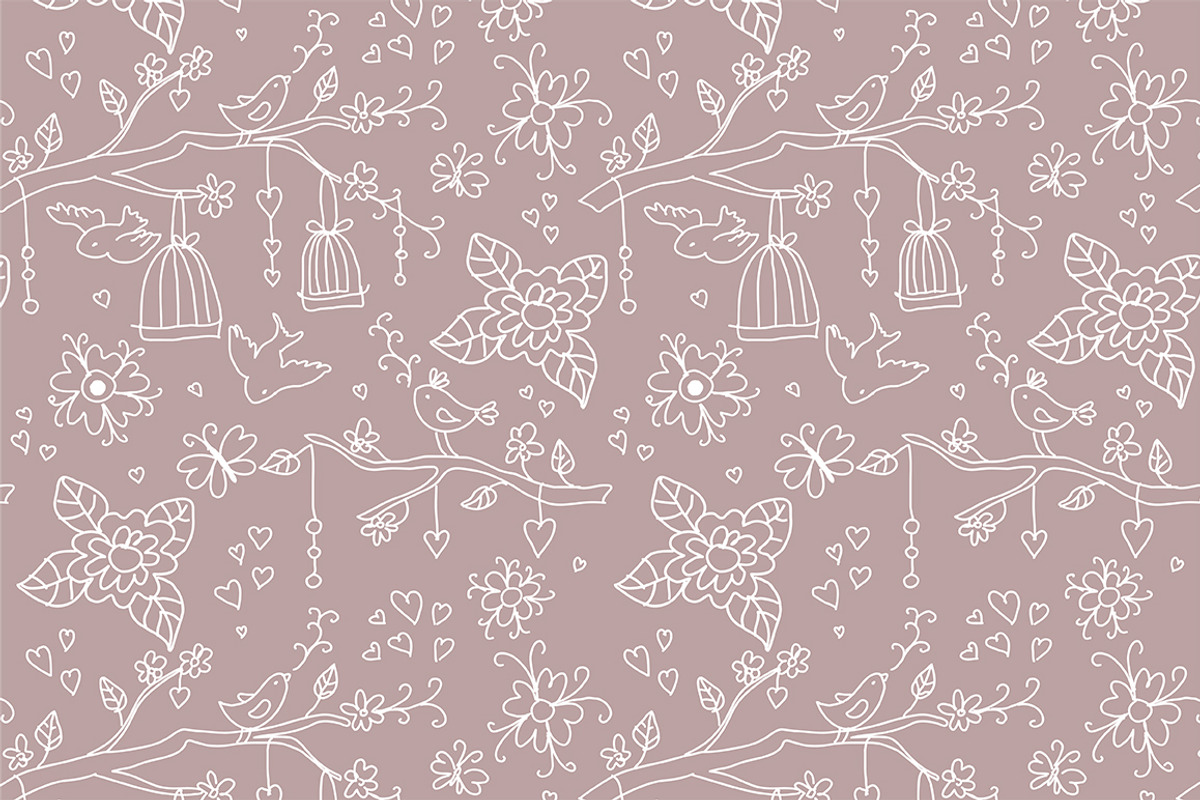 Set of 4 romantic seamless patterns preview 2