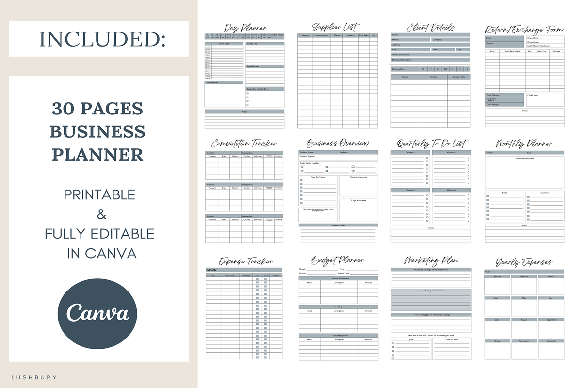 100 Blue Cream Ebook Template Canva, a Magazine Template by LushBury (Photo 3 of 5)