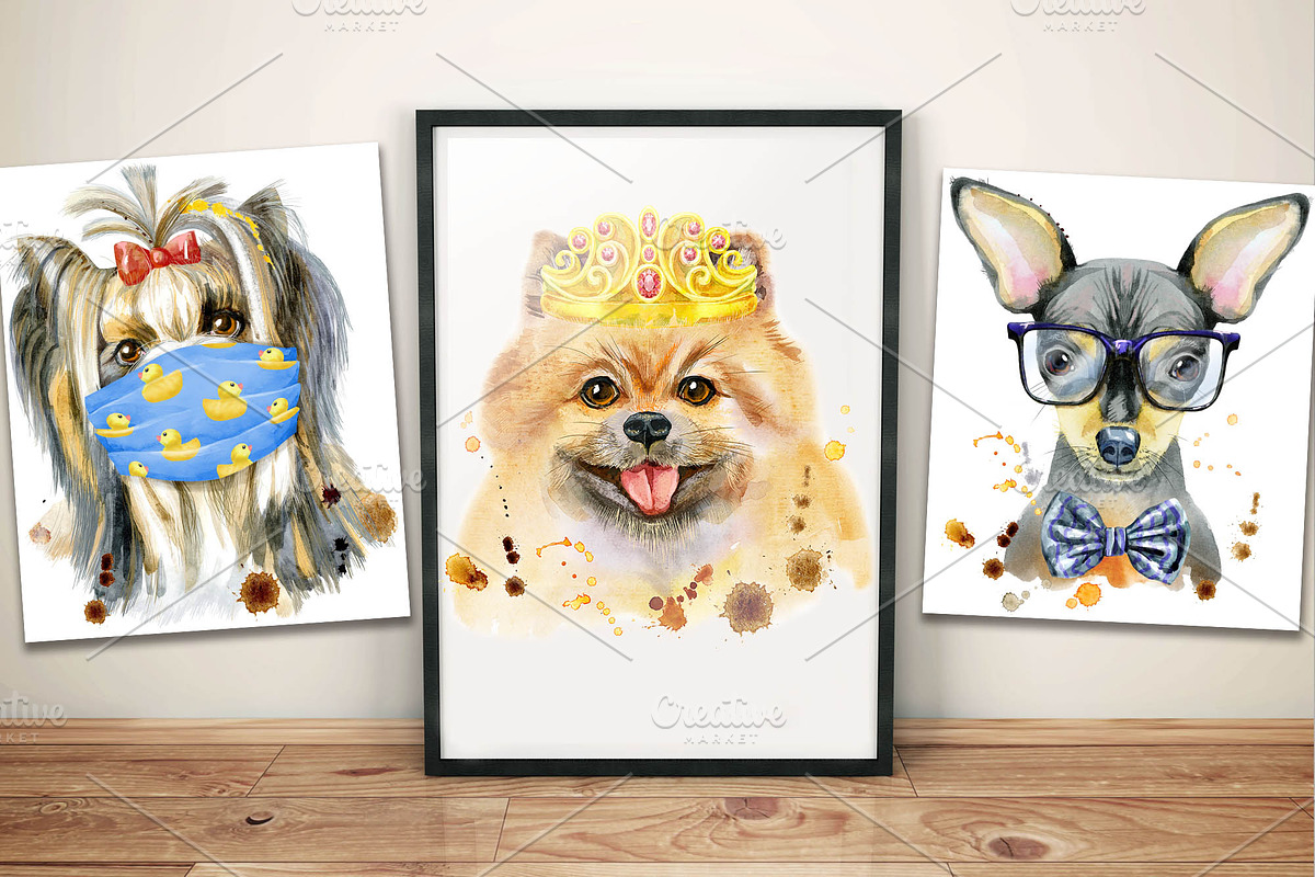 10 watercolor dog portraits 7, an Animal Illustration by Watercolor fantasy (Photo 4 of 5)