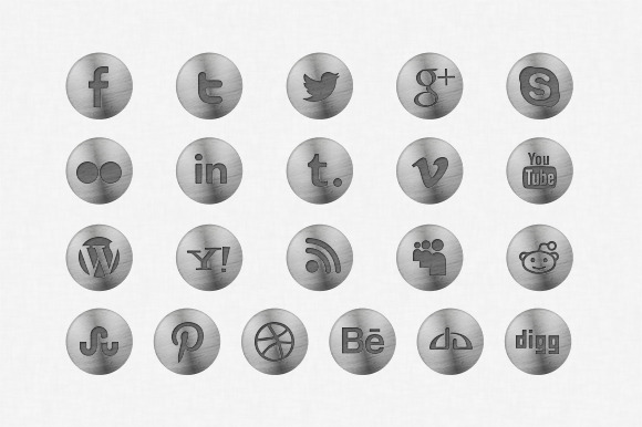 Metallic Social Media Icons