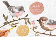 Watercolor Romantic Birds handmade, a Decorative Illustration by MaraquelaStudio (Thumbnail 4 of 5)