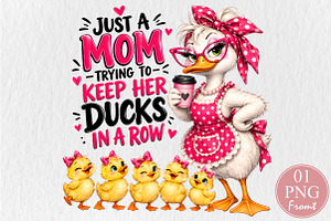 Cute Mama Duck Sublimation PNG